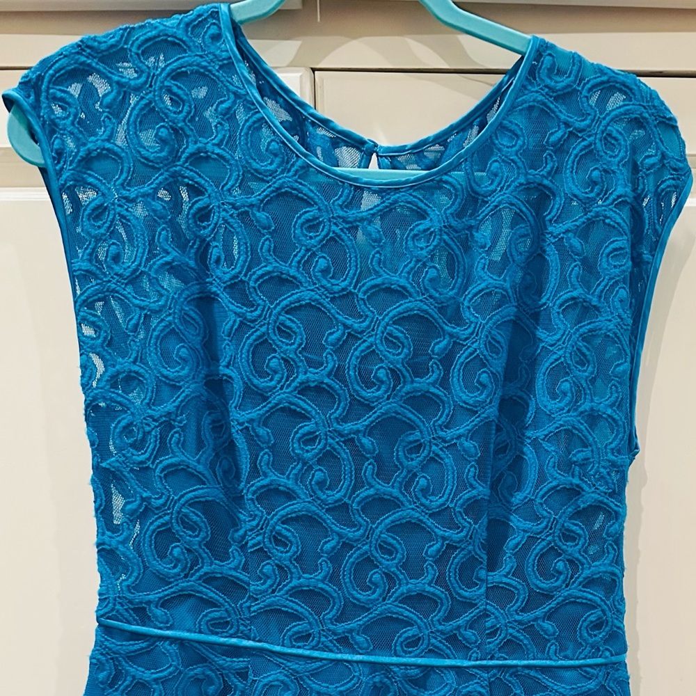 Adrianna Papell Teal Lace Dress